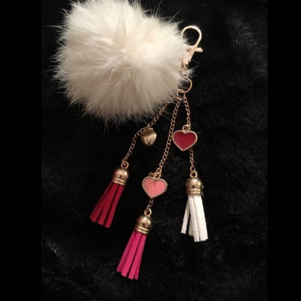 KEYRING CHARM Real rabbit FUR Great EASTER 🎁 Gift